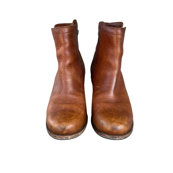 Frye Addie Double Zip Moto Ankle Boot Cognac Distressed Leather Size 9 NICE! - Picture 4 of 16